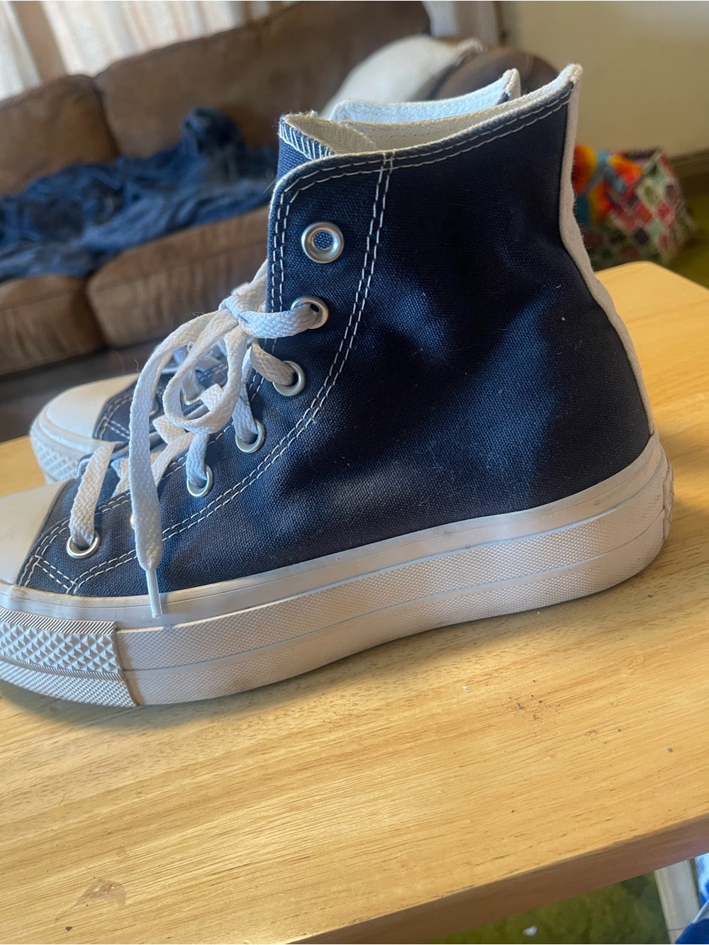 Converse Chuck Taylor All Star Navy  Canvas Platform Shoes Women's Size 7